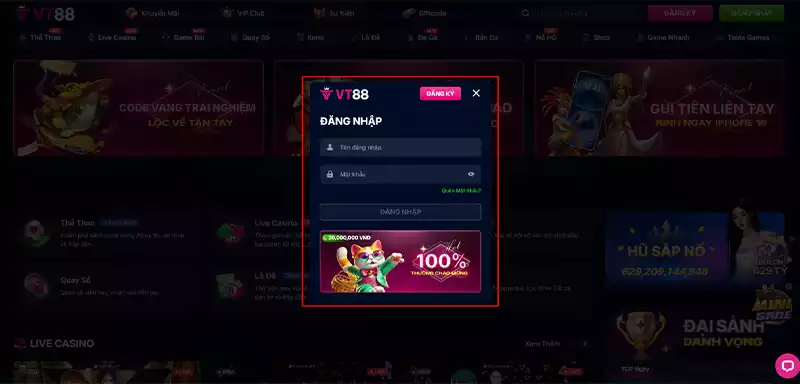Điền thông tin tài khoản của bạn vào ô trống theo form.